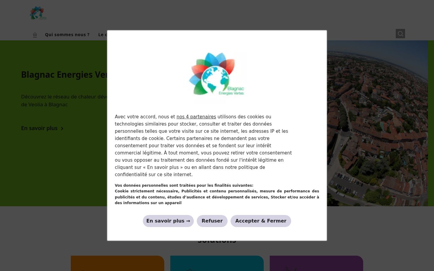 Captura de pantalla del banner de consentimiento mostrado antes de cualquier interacción
