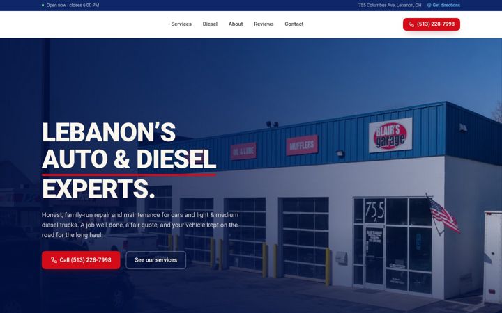Screenshot of blairsgarage.com