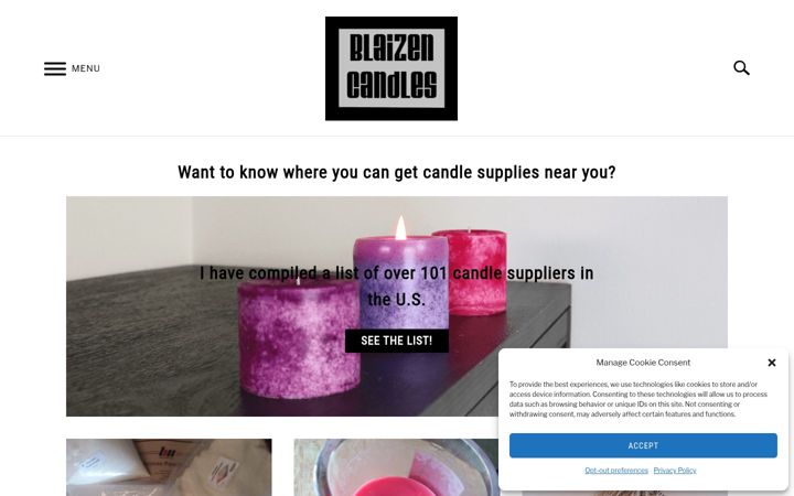 Екранна снимка на blaizencandles.com