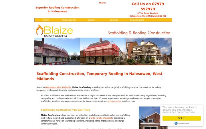 Screenshot of blaizescaffolding.com