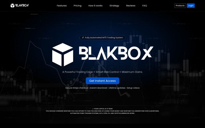 Screenshot of blakboxalgo.com
