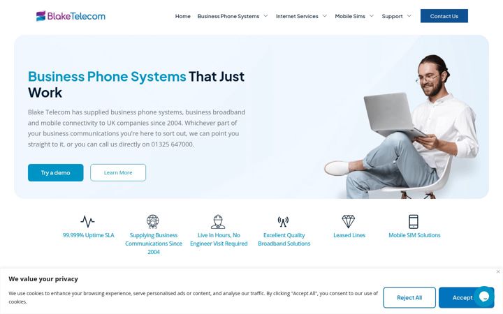 Екранна снимка на blake-telecom.co.uk