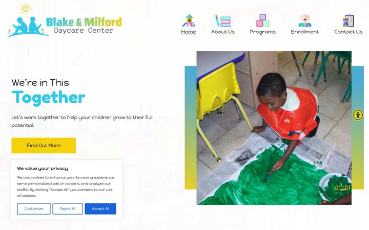 Screenshot van blakeandmilforddaycare.com
