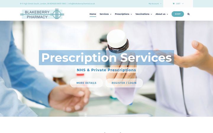 Screenshot van blakeberrychemist.co.uk
