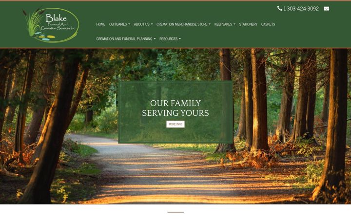 Screenshot of blakecremationservices.com