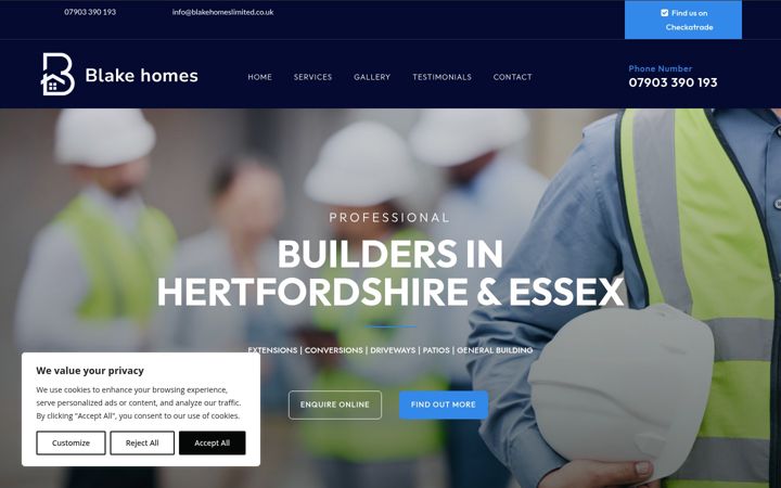Screenshot van blakehomeslimited.co.uk