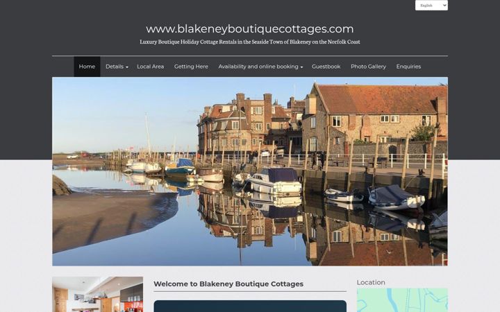 Snímek obrazovky blakeneyboutiquecottages.com