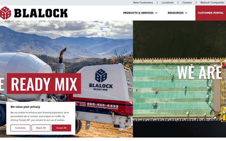 Screenshot of blalockreadymix.com