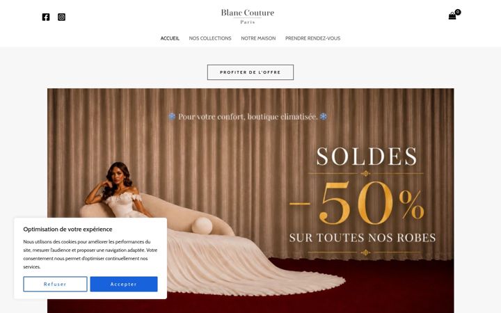 Snimka zaslona za blanc-couture.fr