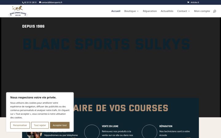 Screenshot του blanc-sports-sulkys.com