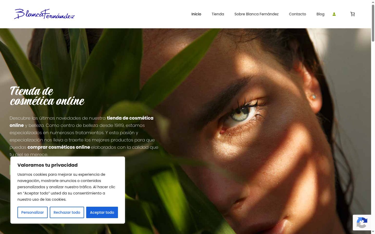 Captura de ecrã do banner de consentimento apresentado antes de qualquer interação