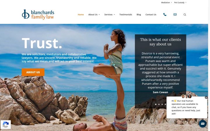 Screenshot of blanchardslaw.co.uk