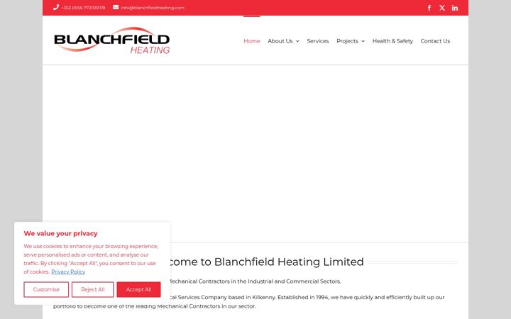 Screenshot of blanchfieldheating.ie