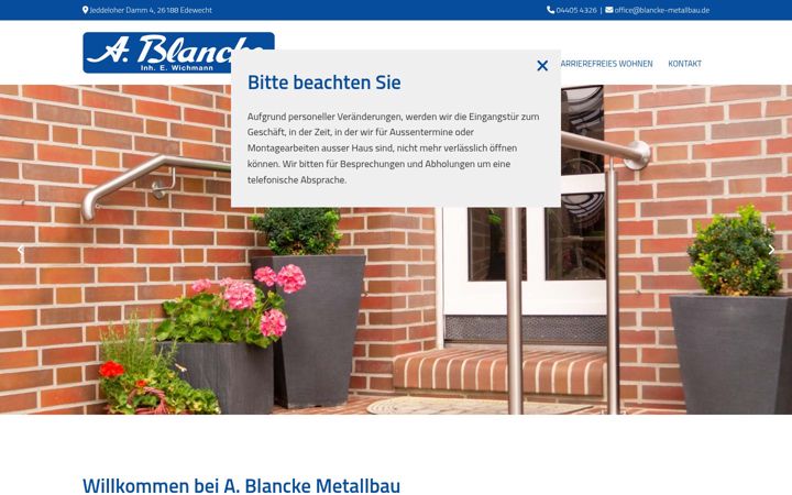 Screenshot of blancke-metallbau.de