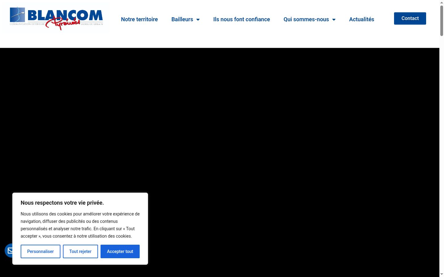 Screenshot tal-banner tal-kunsens muri qabel kwalunkwe interazzjoni