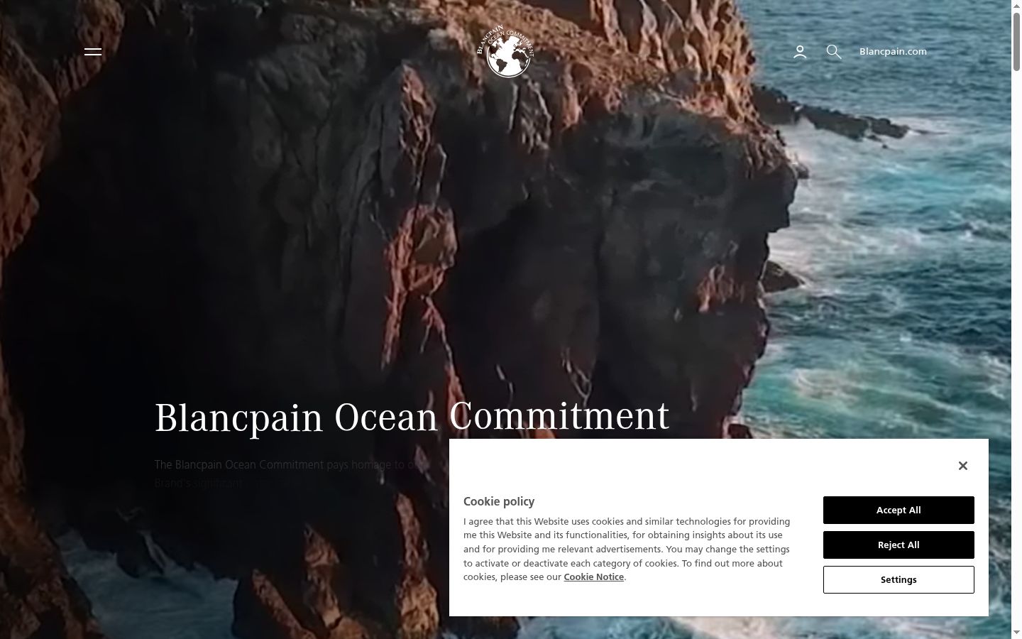 Screenshot del banner di consenso mostrato prima di qualsiasi interazione