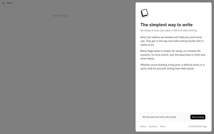 Screenshot of blank.page