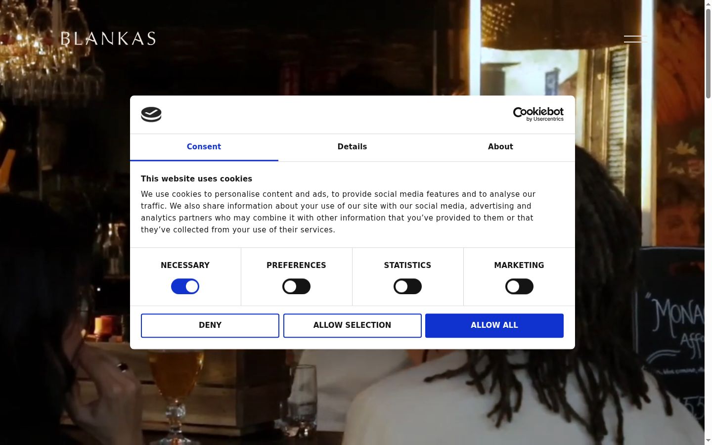 Screenshot of the consent banner shown before any interaction