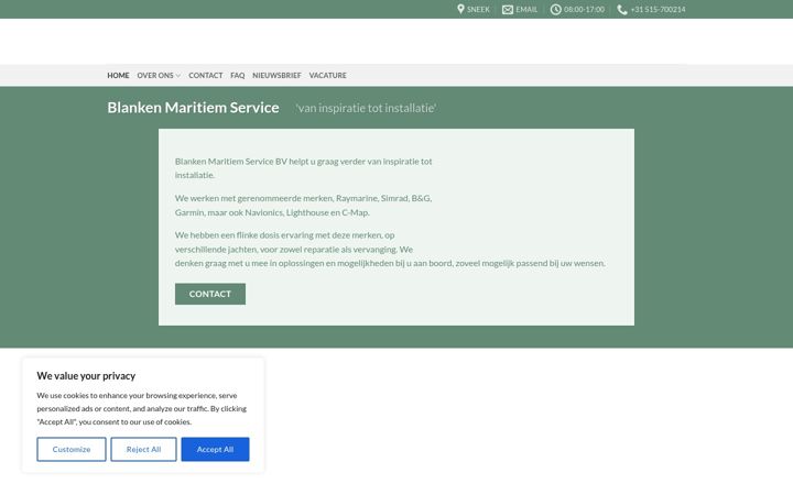 Captură de ecran a blanken-maritiem.nl