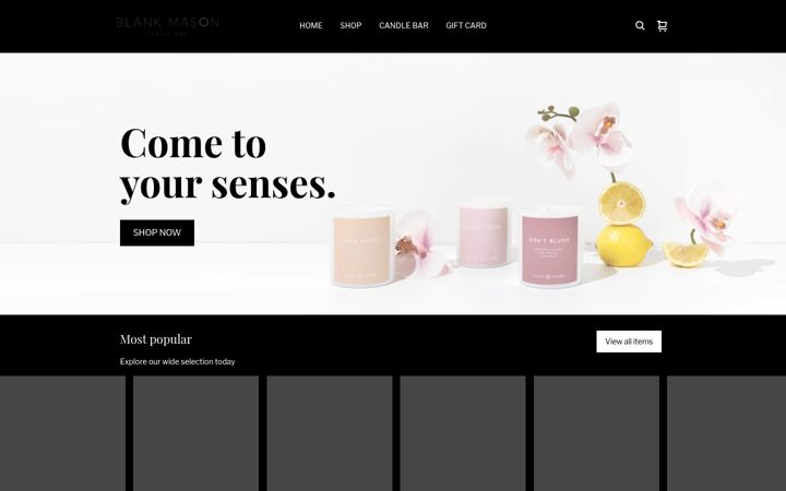 Screenshot stránky blankmasoncandlebar.square.site