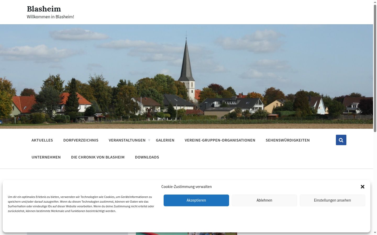 Screenshot des Einwilligungsbanners vor jeglicher Interaktion