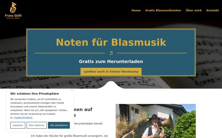 Screenshot van blasmusik-gratisnoten-franz.at