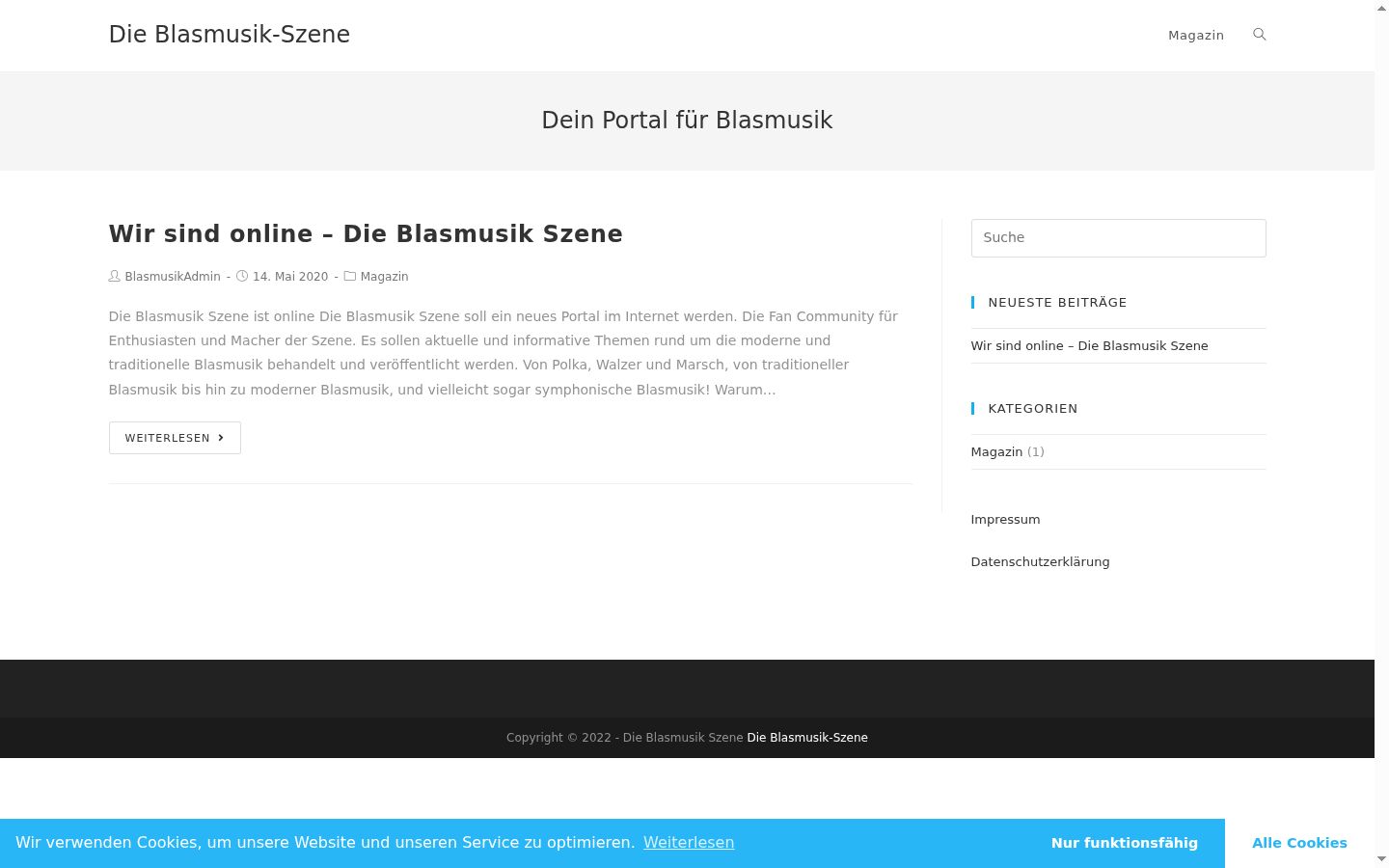 Screenshot del banner di consenso mostrato prima di qualsiasi interazione