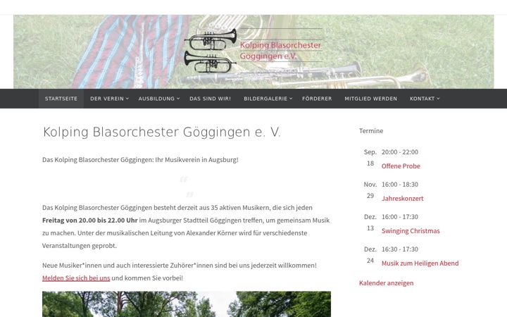 Posnetek zaslona blasorchester-goeggingen.de