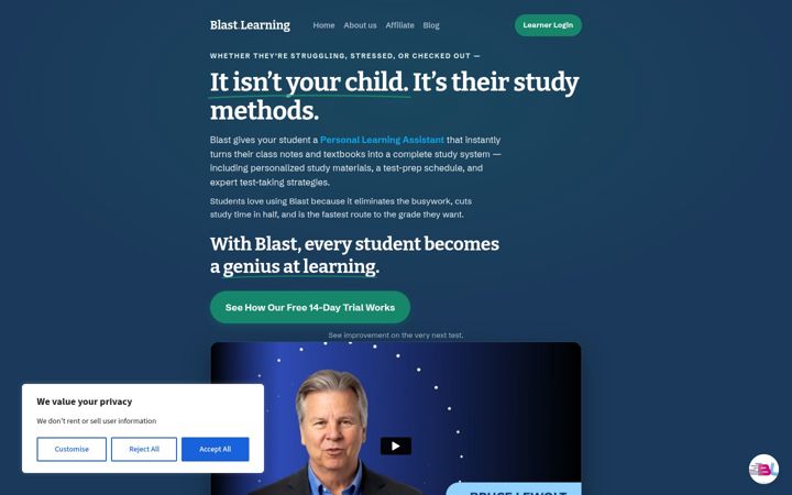 Екранна снимка на blastlearning.com