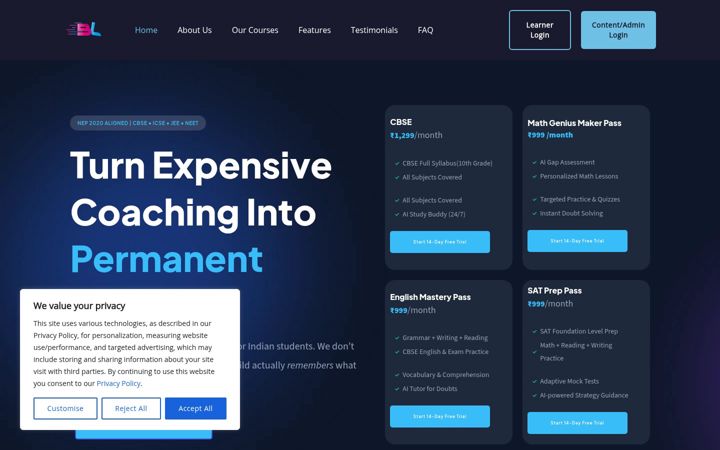 Screenshot of blastlearning.in