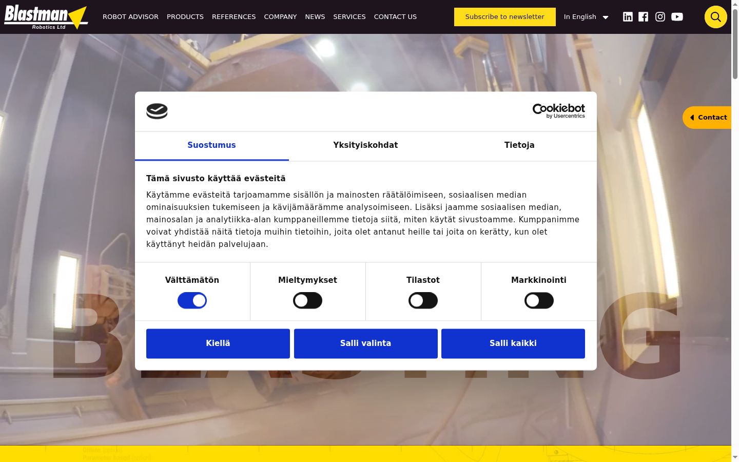 Captura de pantalla del banner de consentimiento mostrado antes de cualquier interacción