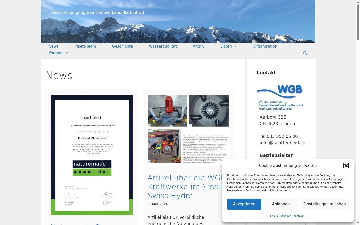 Screenshot des Einwilligungsbanners vor jeglicher Interaktion