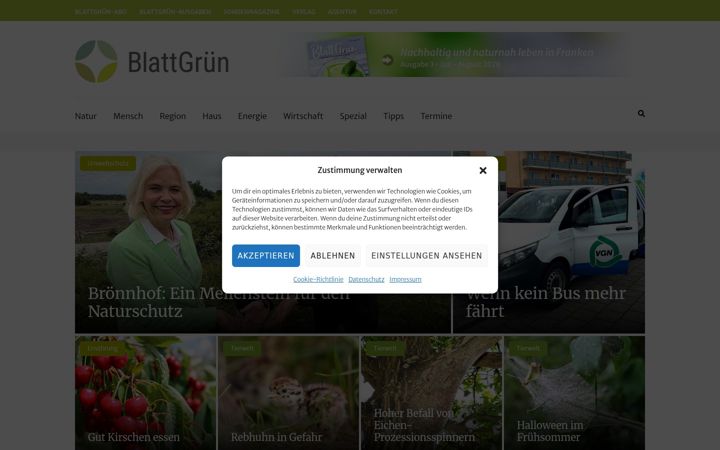 Screenshot of blattgruen-verlag.de