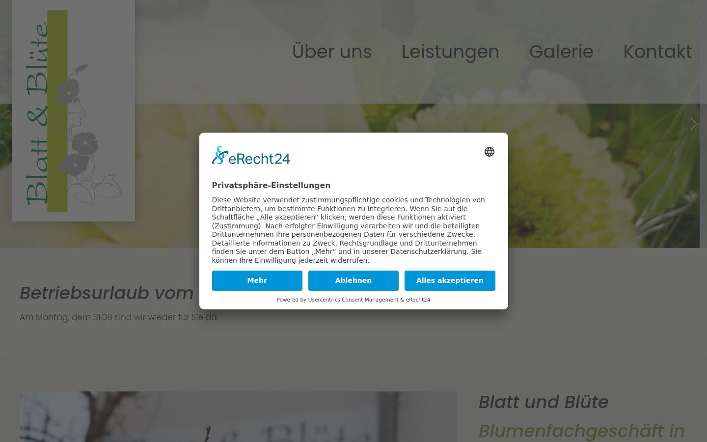 Screenshot del banner di consenso mostrato prima di qualsiasi interazione