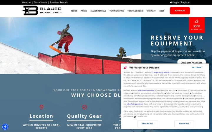 Screenshot of blauerskiandboard.com