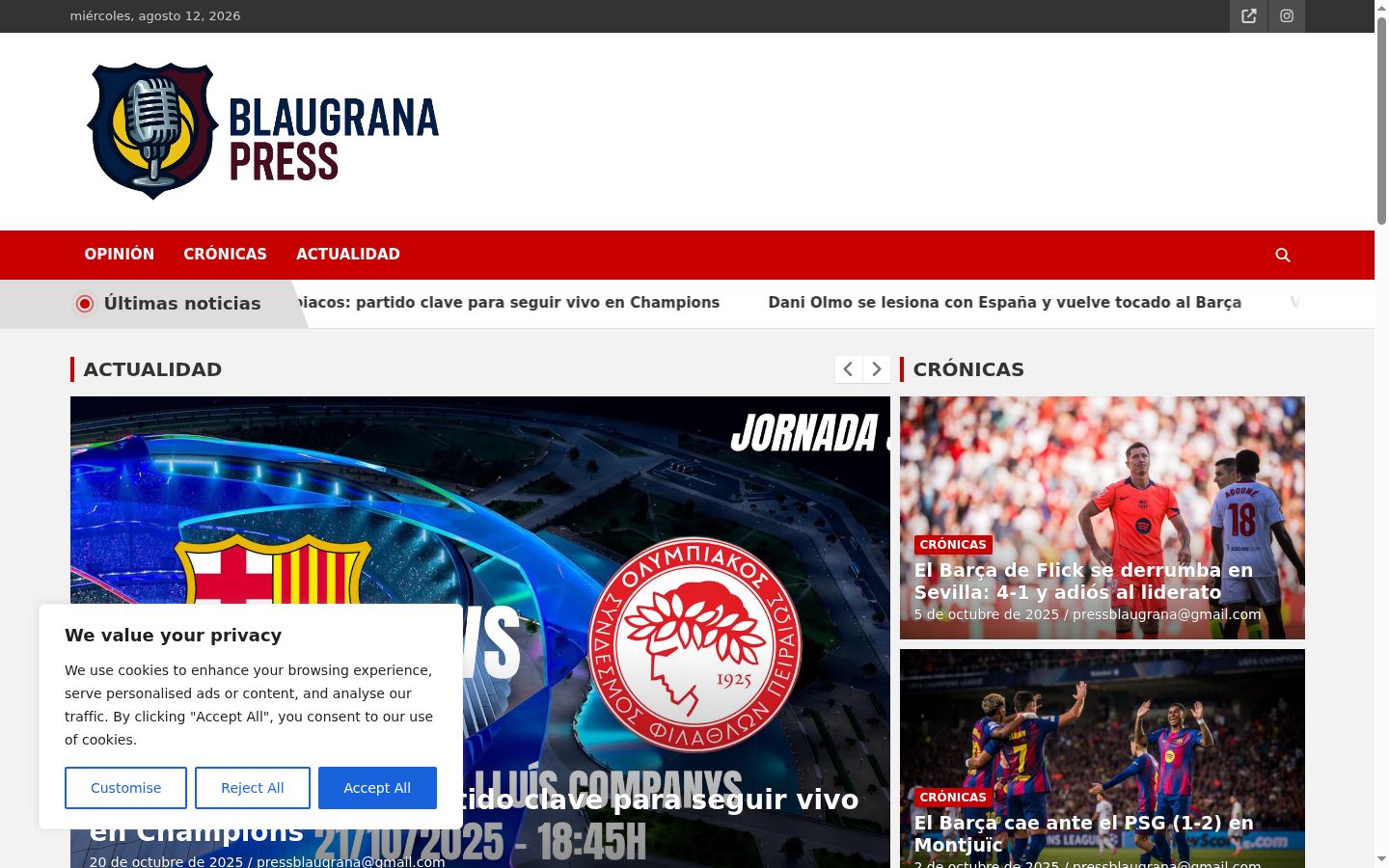 Screenshot of the consent banner shown before any interaction