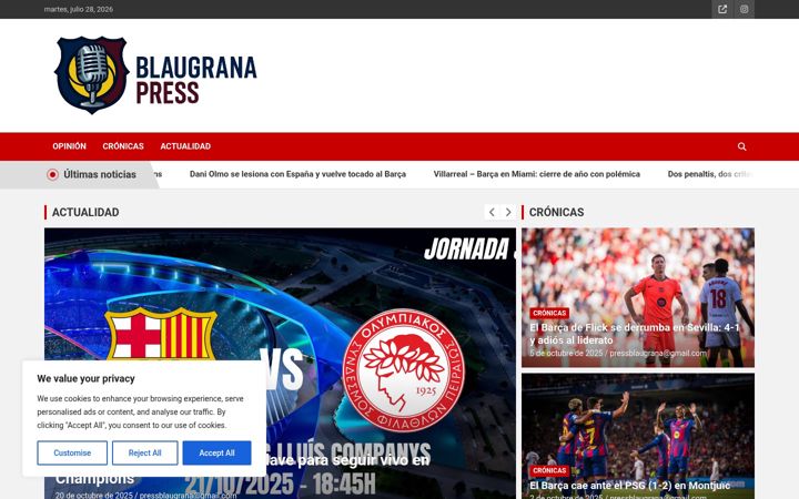 Screenshot of blaugranapress.com