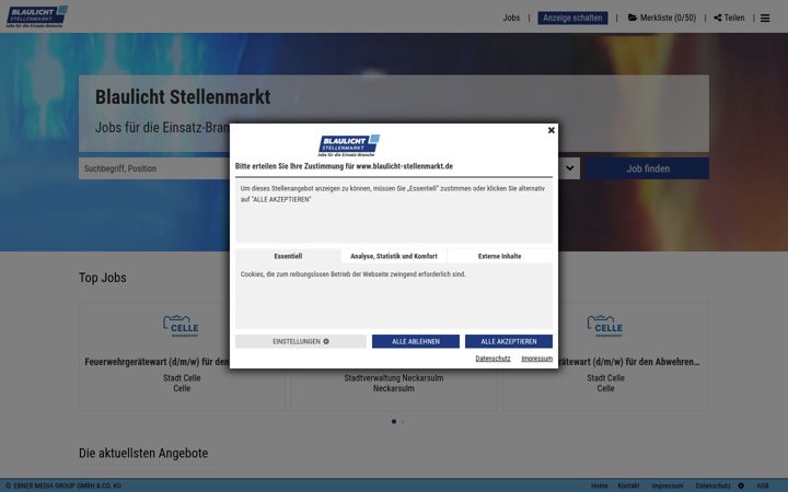 Screenshot of blaulicht-stellenmarkt.de
