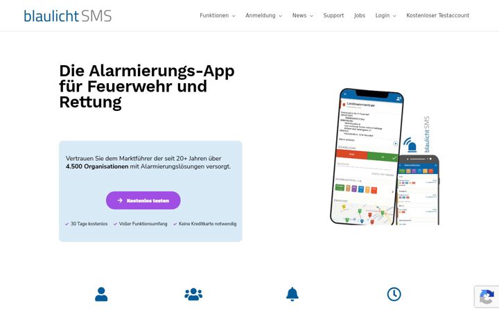 Screenshot of blaulichtsms.net