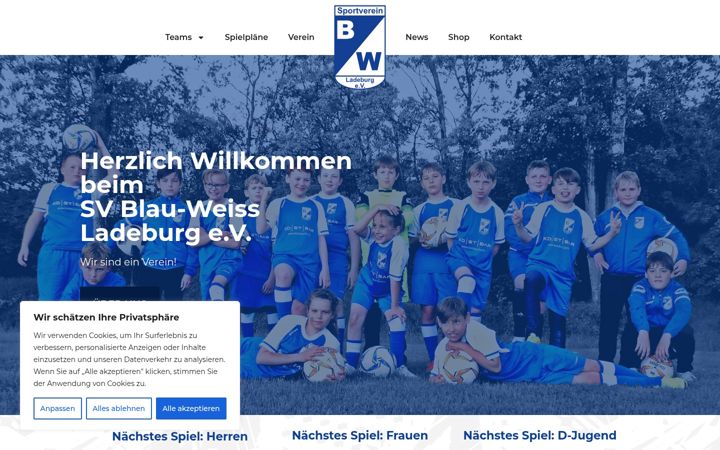 Screenshot of blauweissladeburg.de