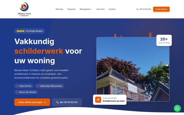 Screenshot of blauwemaanschilders.nl