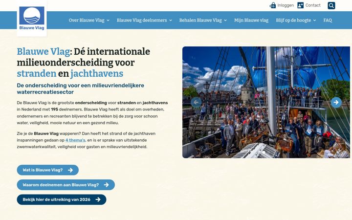 Screenshot di blauwevlag.nl