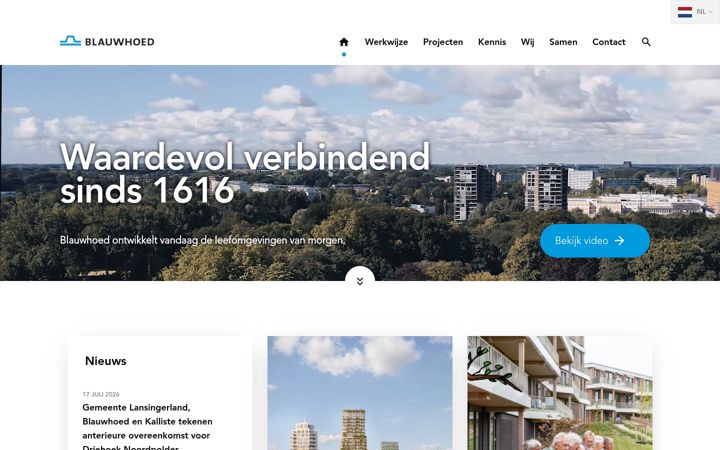 Screenshot of blauwhoed.nl