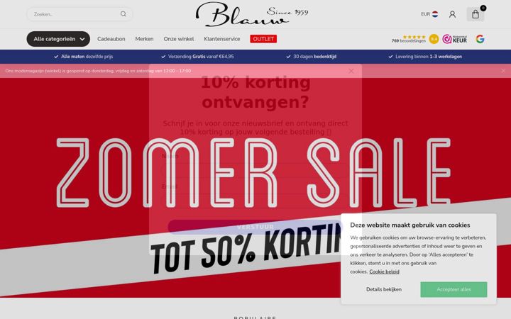 Screenshot of blauwmode.nl