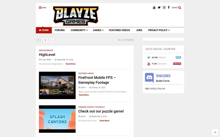 Screenshot of blayzegames.com