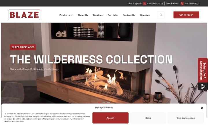 Screenshot of blazefireplaces.com
