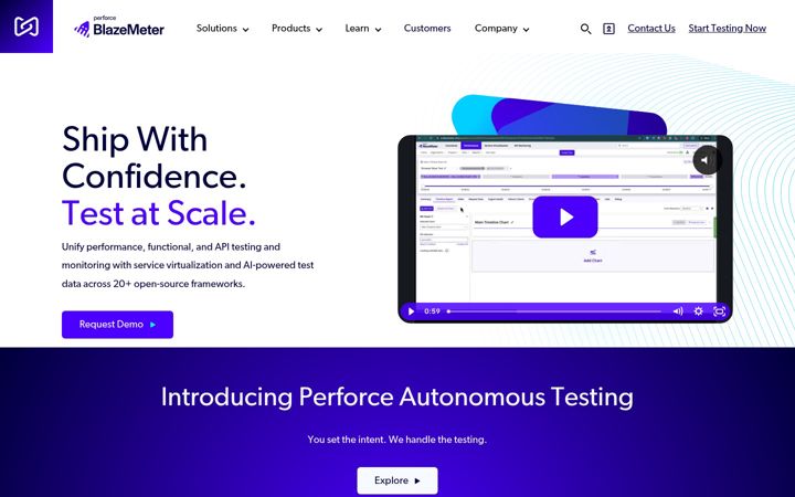 Screenshot of blazemeter.com