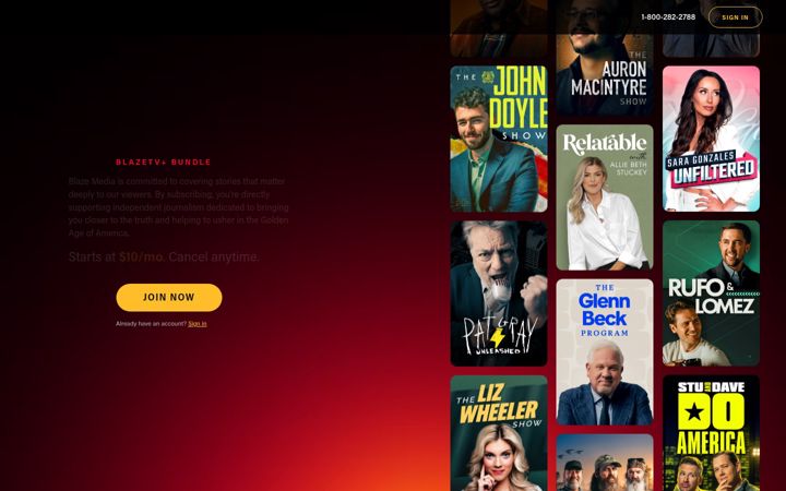 Screenshot of blazetv.com
