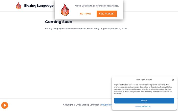 Screenshot of blazinglanguage.com