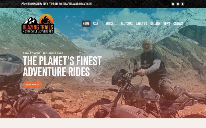Screenshot of blazingtrailstours.co.uk